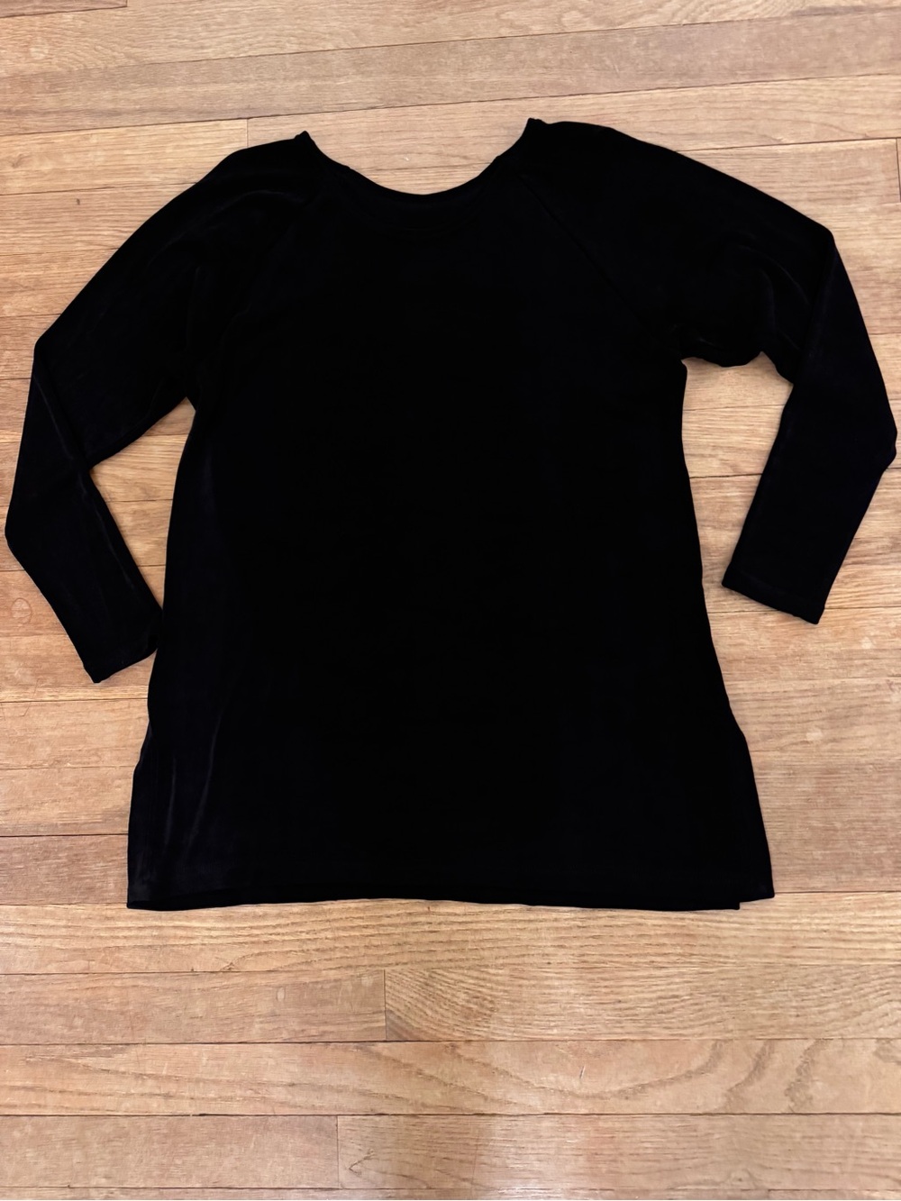 Women's Black Ribbed Long Sleeve Top - Size Petite Medium
 b27